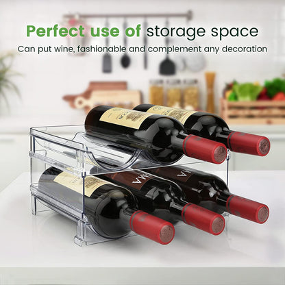 Water Bottle Storage Organizer - Set of 2 Stackable Racks for Cabinet Use