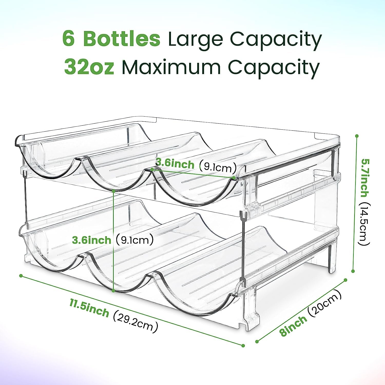 Water Bottle Storage Organizer - Set of 2 Stackable Racks for Cabinet Use