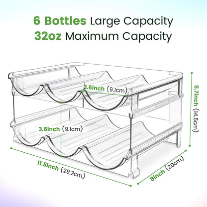 Water Bottle Storage Organizer - Set of 2 Stackable Racks for Cabinet Use